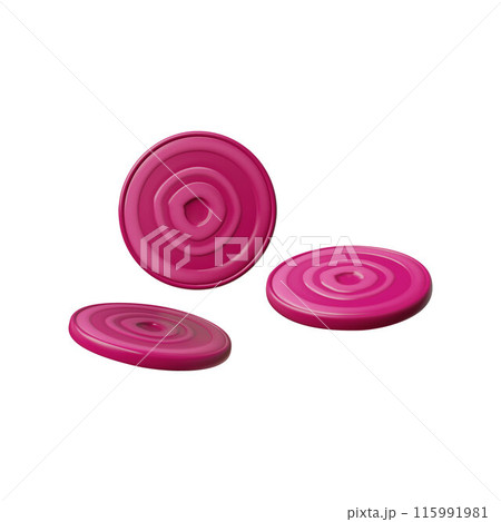 Set of vector illustrations depicting realistic round beet slices. 115991981