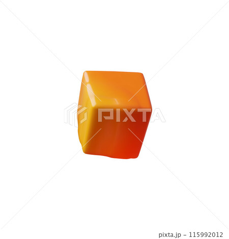 Square vector icon of carrot slice, 3D cartoon style. Isolated background. 115992012