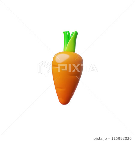 Whole carrot vector icon. 3D, isolated cartoon illustration. Whole carrot vector icon. 3D, isolated cartoon illustration. 115992026