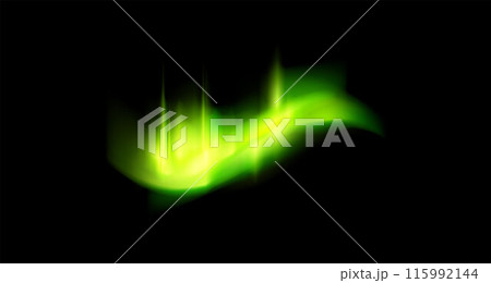 Neon green vector image of northern lights on isolated background. 115992144
