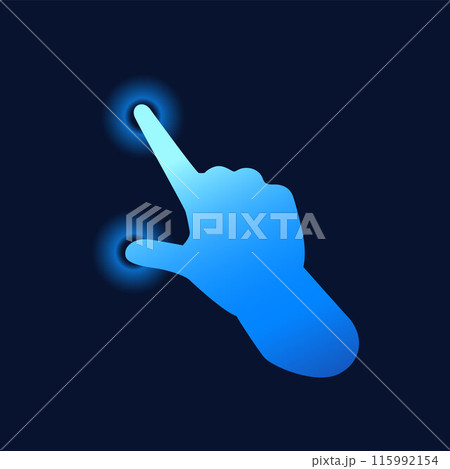 Touch screen double tap, hand blue vector icon. Isolated background. 115992154