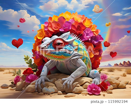 Rainbow desert flower chameleon. 115992194