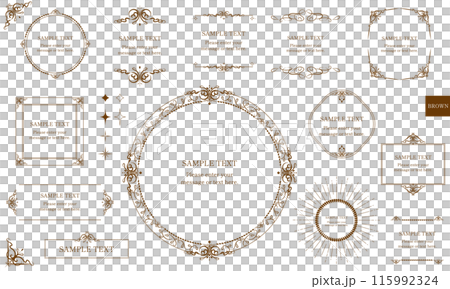 Brown gorgeous antique frame and border design set Elegant Wedding 115992324