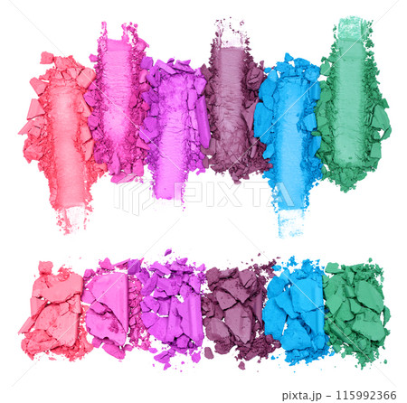 Set of Broken and Smashed Color Make-Up Eyeshadow Palletes, isolated on transparent background Set of Broken and Smashed Color Make-Up Eyeshadow Palletes, isolated on transparent background 115992366