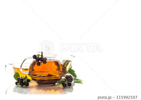 herbal tea from currant leaves and berries herbal tea from currant leaves and berries 115992507