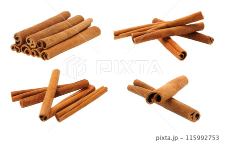 Set of Cinnamon Heaps, isolated on transparent background 115992753