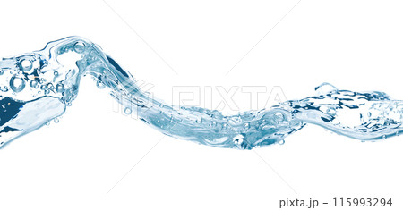 Water wave isolated on white background close-up, clean drinking water concept Water wave isolated on white background close-up, clean drinking water concept 115993294