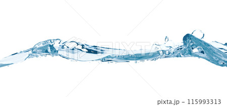 Water wave isolated on white background close-up, clean drinking water concept Water wave isolated on white background close-up, clean drinking water concept 115993313