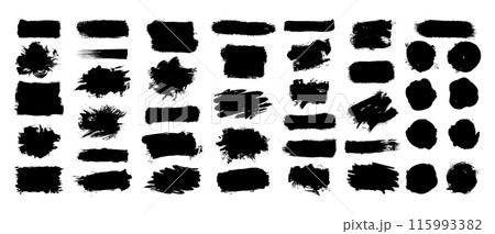 Set of Cosmetic mascara strokes with a frame for text, on transparent background. Realistic mascara 115993382