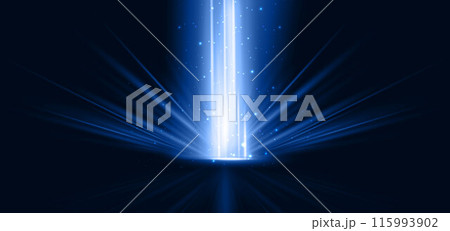 Glowing blue light ray with on dark blue background and lighting sparkle. Glowing blue light ray with on dark blue background and lighting sparkle. 115993902