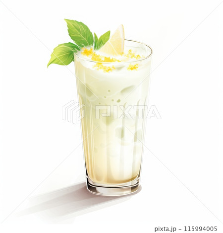 Fruit White Smoothie. Milkshake Illustration. Fruit White Smoothie. Milkshake Illustration. 115994005
