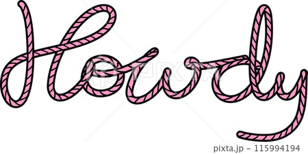 Groovy Western Cowboy Howdy word rope Halloween Retro Funky Cartoon Doodle 115994194