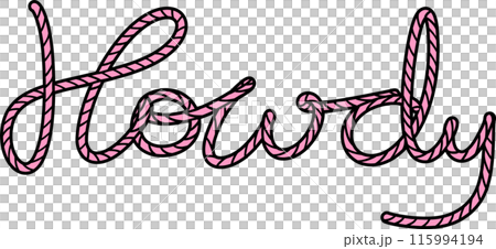 Groovy Western Cowboy Howdy word rope Halloween Retro Funky Cartoon Doodle 115994194