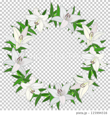 百合の花のリースのイラスト 115994316