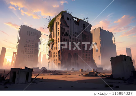 ゲーム背景　滅びた現代社会文明の後の廃墟の世界 115994327