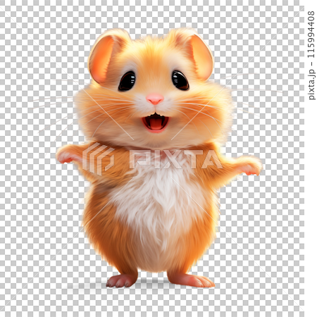 Cute happy hamster, isolated on white background, funny pets concept, realistic illustration in 115994408