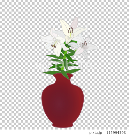 花瓶に生けられた百合の花のイラスト 115994598