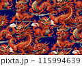 Pattern of asian dragon. Vector illustration. Suitable for fabric, mural, wrapping paper and the like. generative AI 115994639