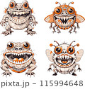 Funny angry but cute monsters for your work logo, merchandise t-shirt, stickers and label designs, poster, greeting cards advertising business. generative AI 115994648
