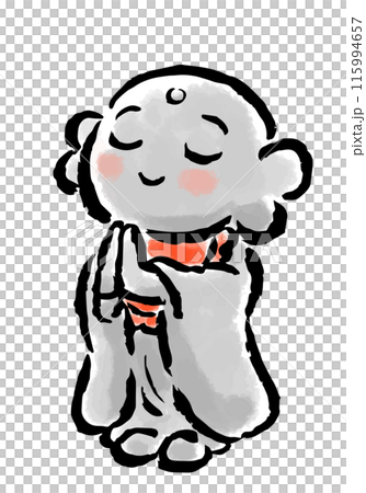 Jizo statue praying to the sky - hand-drawn illustration Jizo statue praying to the sky - hand-drawn illustration 115994657