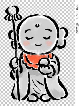 Jizo Bodhisattva holding a tin branch and a jewel - hand-drawn illustration Jizo Bodhisattva holding a tin branch and a jewel - hand-drawn illustration 115994660