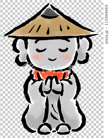 地藏菩薩戴著帽子,筆觸手繪插畫 地藏菩薩戴著帽子,筆觸手繪插畫 115994669