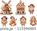 Set of cartoon characters vintage Holland for your work logo, merchandise t-shirt, stickers and label designs, poster, greeting cards advertising business. generative AI 115994865