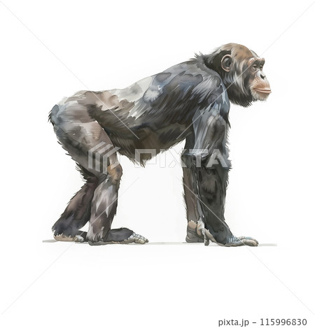 白背景にチンパンジーの水彩イラストのイラスト素材 [115996830] - PIXTA