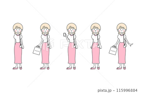 おしゃれしてショッピングする女の子 115996884