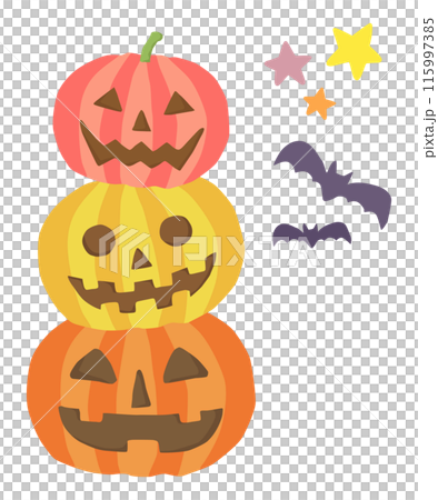 Stacked Jack-o-Lanterns Illustration Vector 115997385