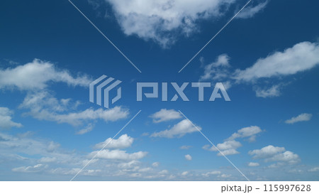 Clear cloudscape background. cumulus and stratocumulus clouds in sky, beautiful summer. Timelapse. 115997628