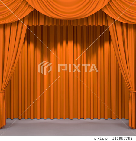 Luxury stage or windows curtains, realistic 3D illustration Luxury stage or windows curtains, realistic 3D illustration 115997792