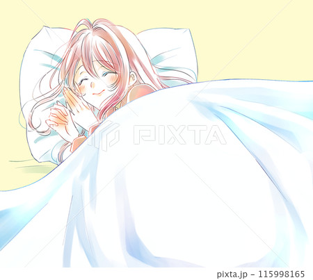 笑顔で眠る女性 115998165