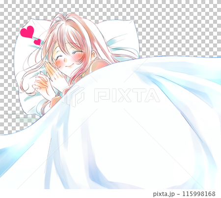 A woman sleeping with a smile in love A woman sleeping with a smile in love 115998168