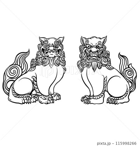 Line Drawing vector Illustration. of Shisa. 115998266
