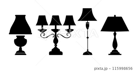 Vintage Table Lamps Silhouettes vector Vintage Table Lamps Silhouettes vector 115998656