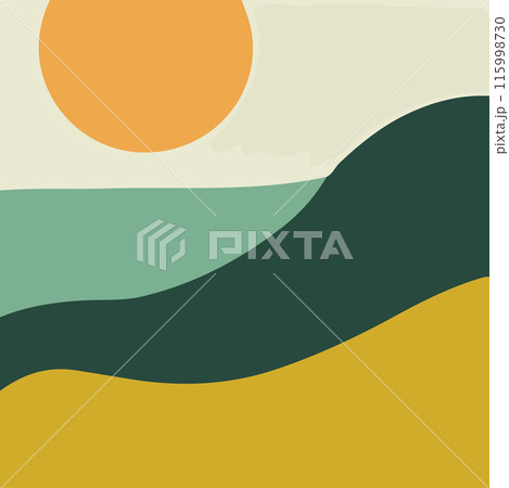 Minimalist Sunset Landscape Vector illustration 115998730