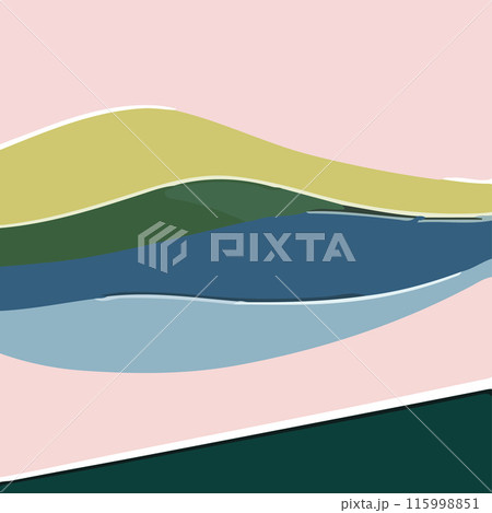 Minimalist Green Hills Landscape vector 115998851