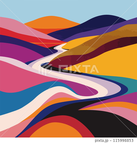 Colorful Curved Hills Landscape vector Colorful Curved Hills Landscape vector 115998853