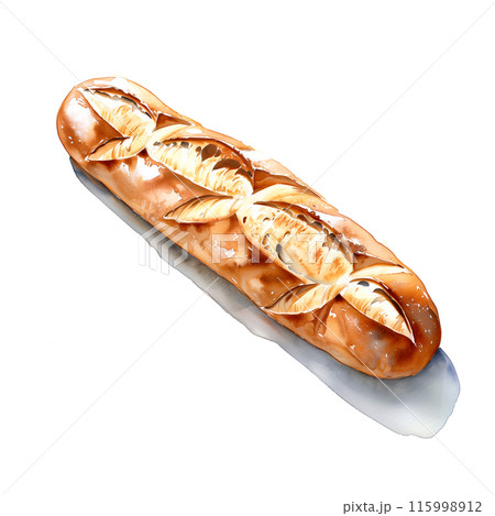 白背景にバゲットの水彩イラスト 115998912
