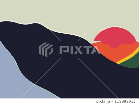 Minimalist Sunset Landscape Vector illustration Minimalist Sunset Landscape Vector illustration 115998913