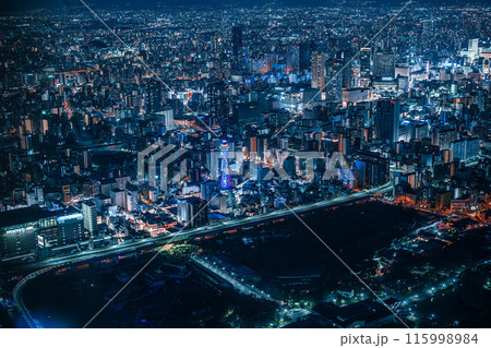 ハルカス300展望台から見る大阪の夜景 ハルカス300展望台から見る大阪の夜景 115998984