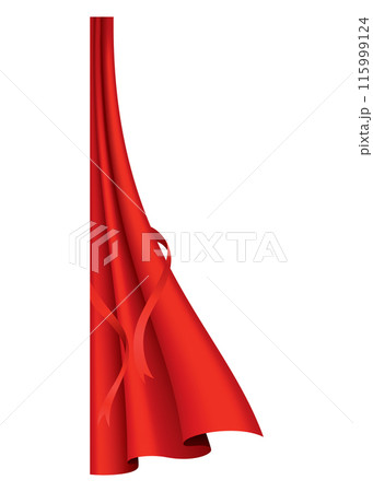 Red curtains realistic. Theater fabric silk decoration for movie cinema or opera hall. Curtains and draperies interior decoration object. Isolated on transparent for theater stage Red curtains realistic. Theater fabric silk decoration for movie cinema or opera hall. Curtains and draperies interior decoration object. Isolated on transparent for theater stage 115999124
