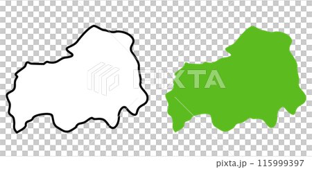 シンプルな日本の広島県の地図のアイコンイラスト 115999397