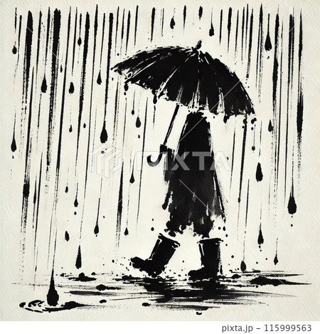 梅雨 水墨画のイラスト素材 [115999563] - PIXTA
