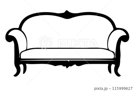 Vintage Couch Silhouette Icon vector Vintage Couch Silhouette Icon vector 115999627