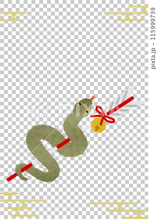 Japanese-style New Year's card for 2025, Year of the Snake, with snake and hamaya arrow Japanese-style New Year's card for 2025, Year of the Snake, with snake and hamaya arrow 115999739