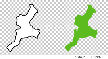 シンプルな日本の三重県の地図のアイコンイラスト 115999782
