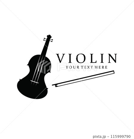 Violin Orchestra Music Minimalist Logo Vector 115999790