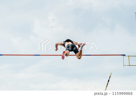 vaulter athlete pole vault at summer athletics games vaulter athlete pole vault at summer athletics games 115999868